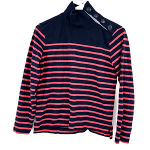 J. Crew size‎ XXS 100% cotton long sleeve turtleneck top blue pink button up